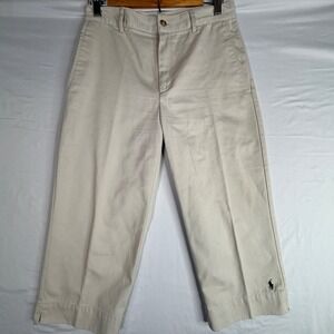 Ralph Lauren Sport Tan Khaki Cropped Chino Pants Womens 6 Cotton Straight Leg